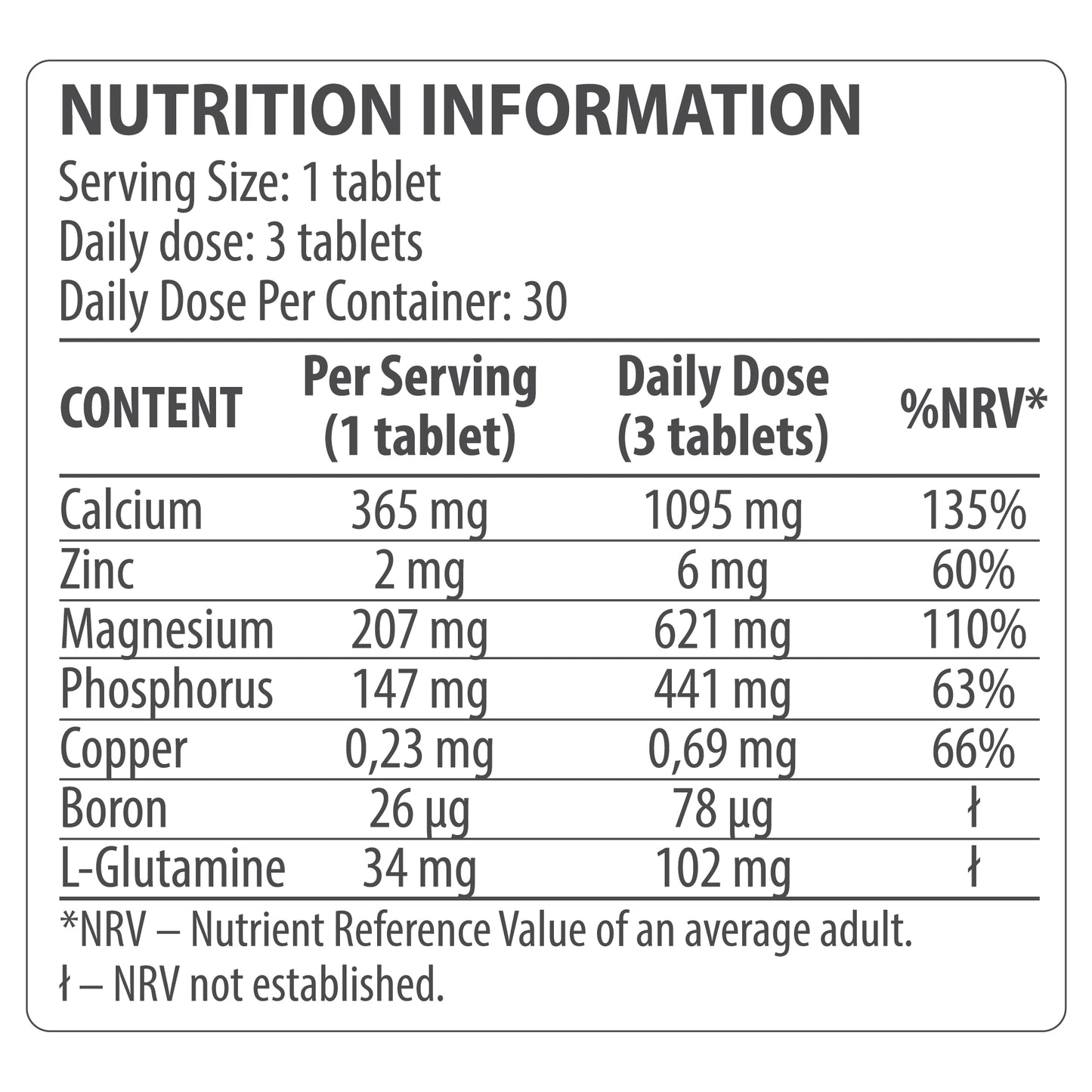 Ca-Zn-Mg tablete