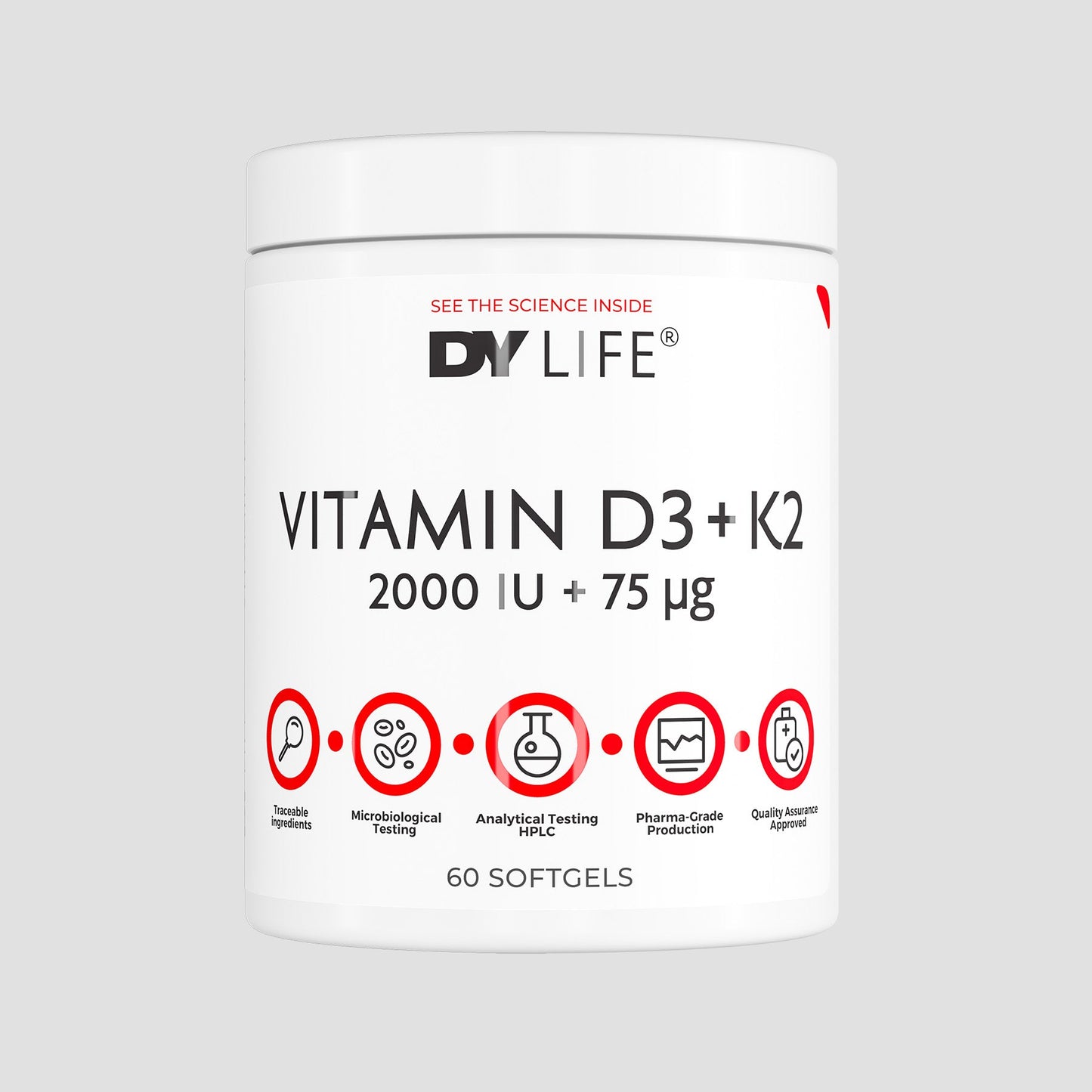 Vitamina D3+K2 2000IU + 75ug, 60 Softgels, 60 Serviri