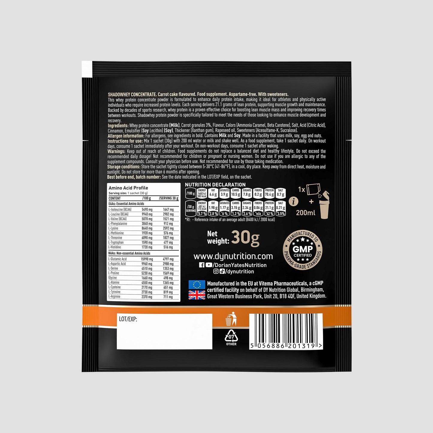 Proteină Concentrată Shadowhey DY Nutrition - Plic la 30 Grame