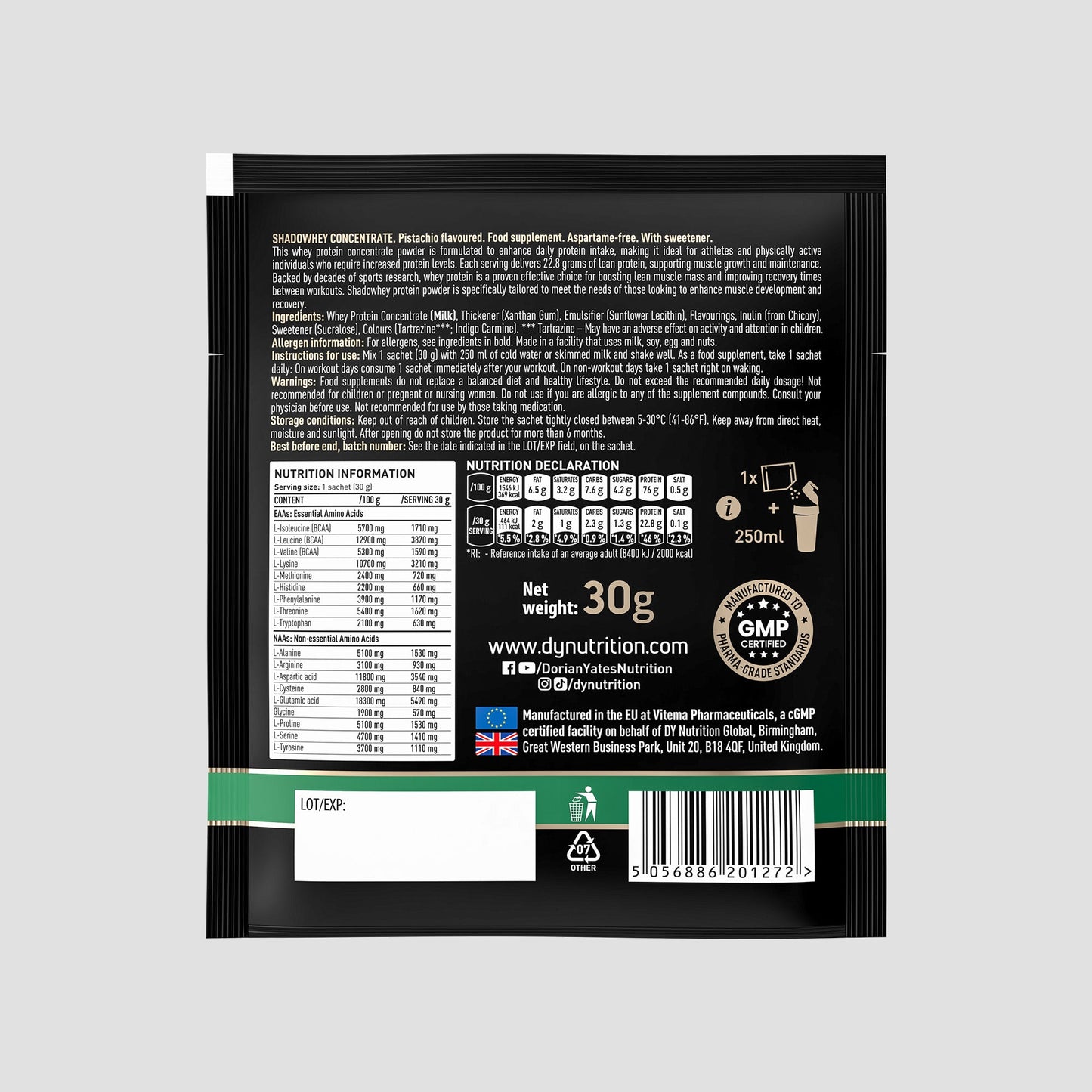 Proteină Concentrată Shadowhey DY Nutrition - Plic la 30 Grame